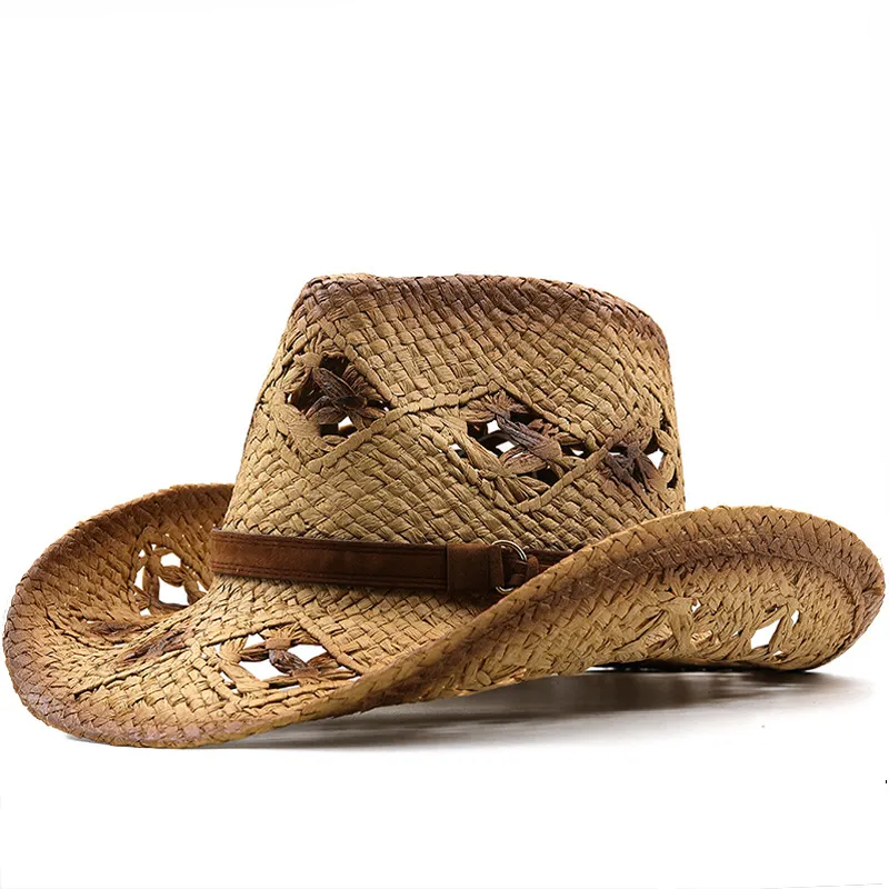 Raffia Straw Miesten Cowboy-hattu