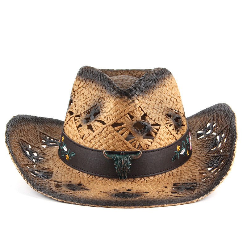 Retro męskie kowbojskie kapelusze słomkowe
