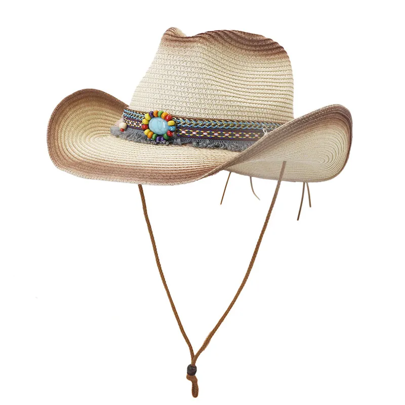 Letni słomkowy kapelusz kowbojski