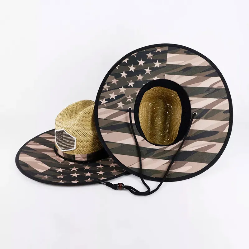 Słomkowy kapelusz z flagą USA