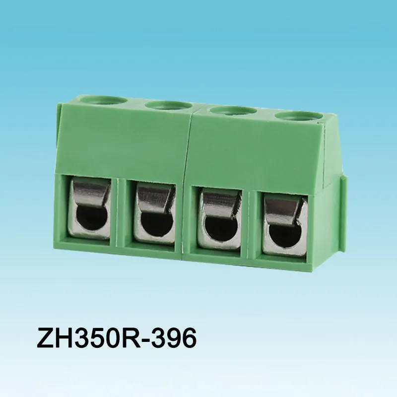 Terminal de tornillo de PCB de zócalo doblado verde 3.96