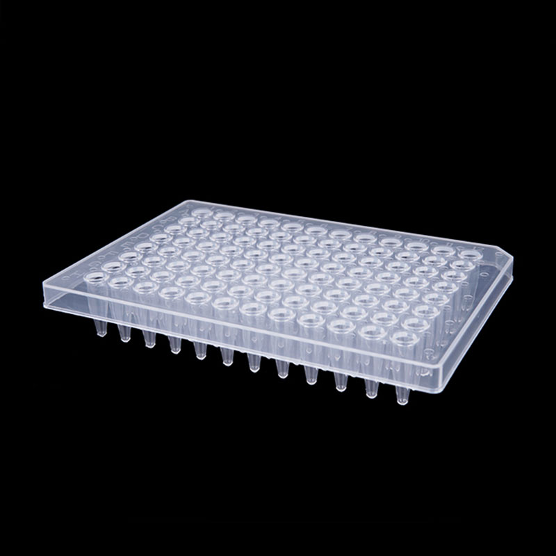 Placa de PCR de meia saia transparente de 96 poços de 0,2 ml