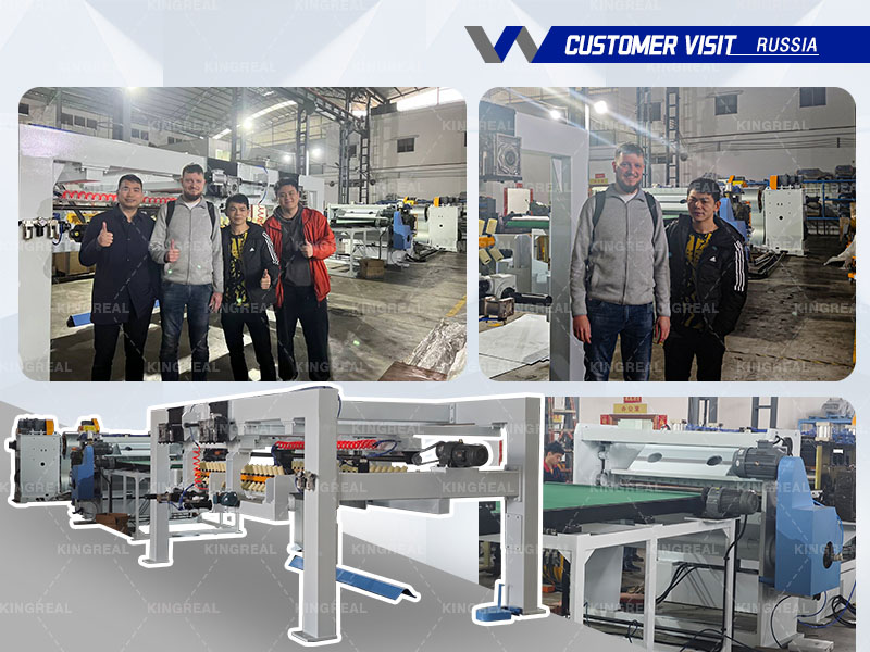 Russian customers visit our factory for 3-in-1 shearing line product