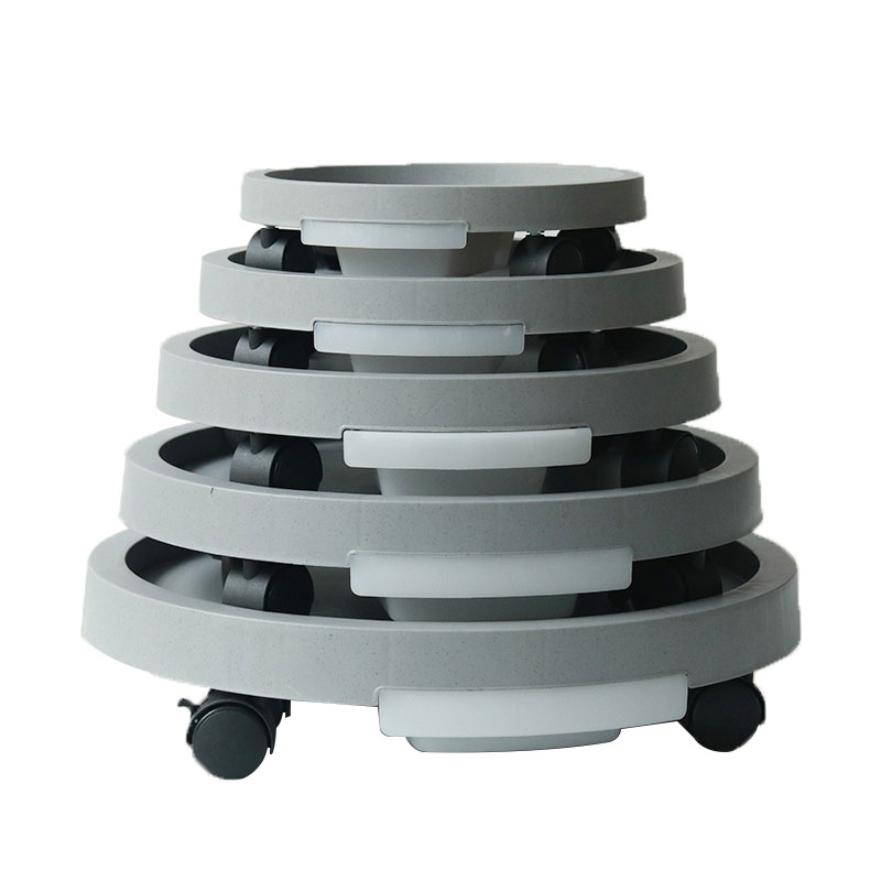 Round Plant Caddies with Wheels and Drainage Tray - 0 