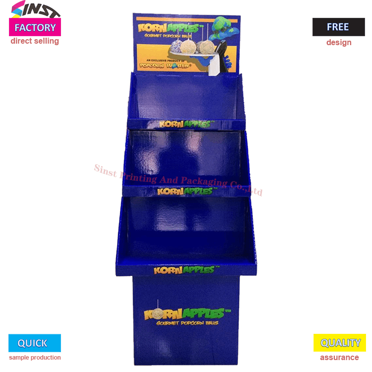 Snack corrugated floor layer display stand for handmade popcorn