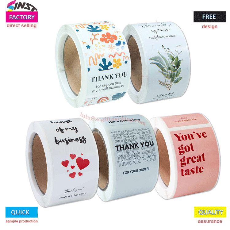 Self-adhesive thank you seal sticker label