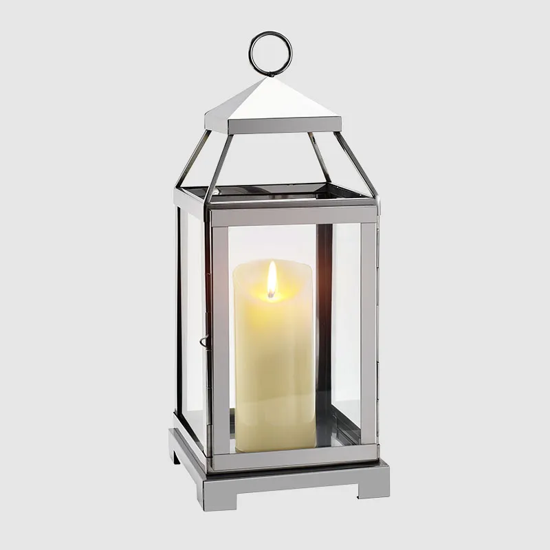 Outdoor Stainless Steel Candle Lantern With Glass