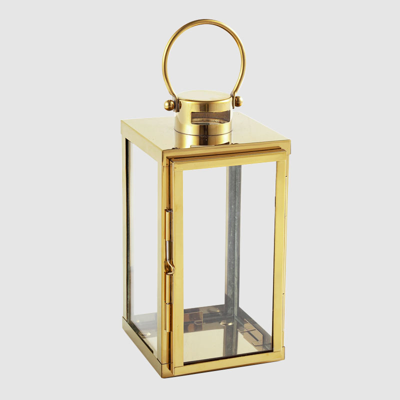 Shiny Gold Plated Indoor Metal Lantern