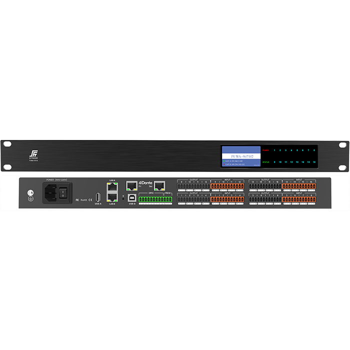 Dante 64 ໃນ 64 ອອກເປີດສະຖາປັດຕະຍະກໍາ DSP Network Audio Processor