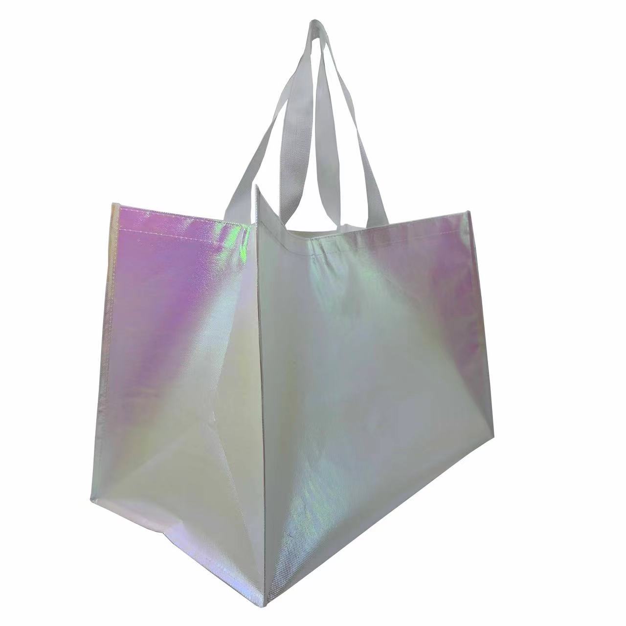 Голографическая металлическая блестящая ламинированная нетканая сумка
