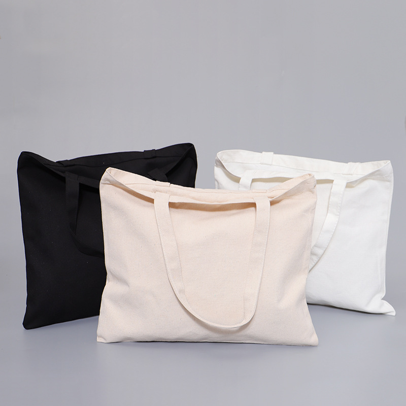 Cotton Canvas Tote Bag With Zipper