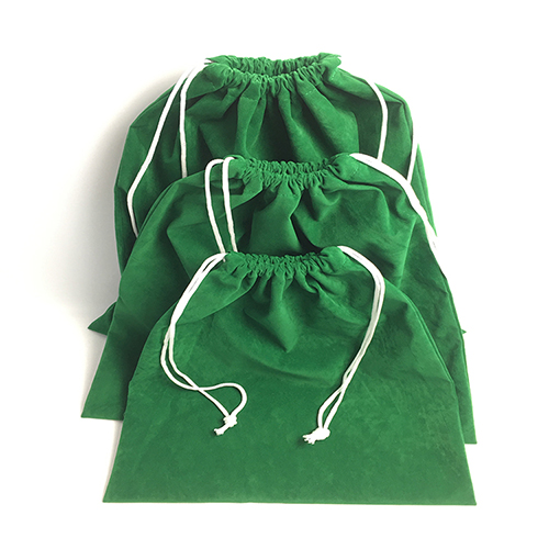 Túi dây rút vải cotton màu xanh lá cây