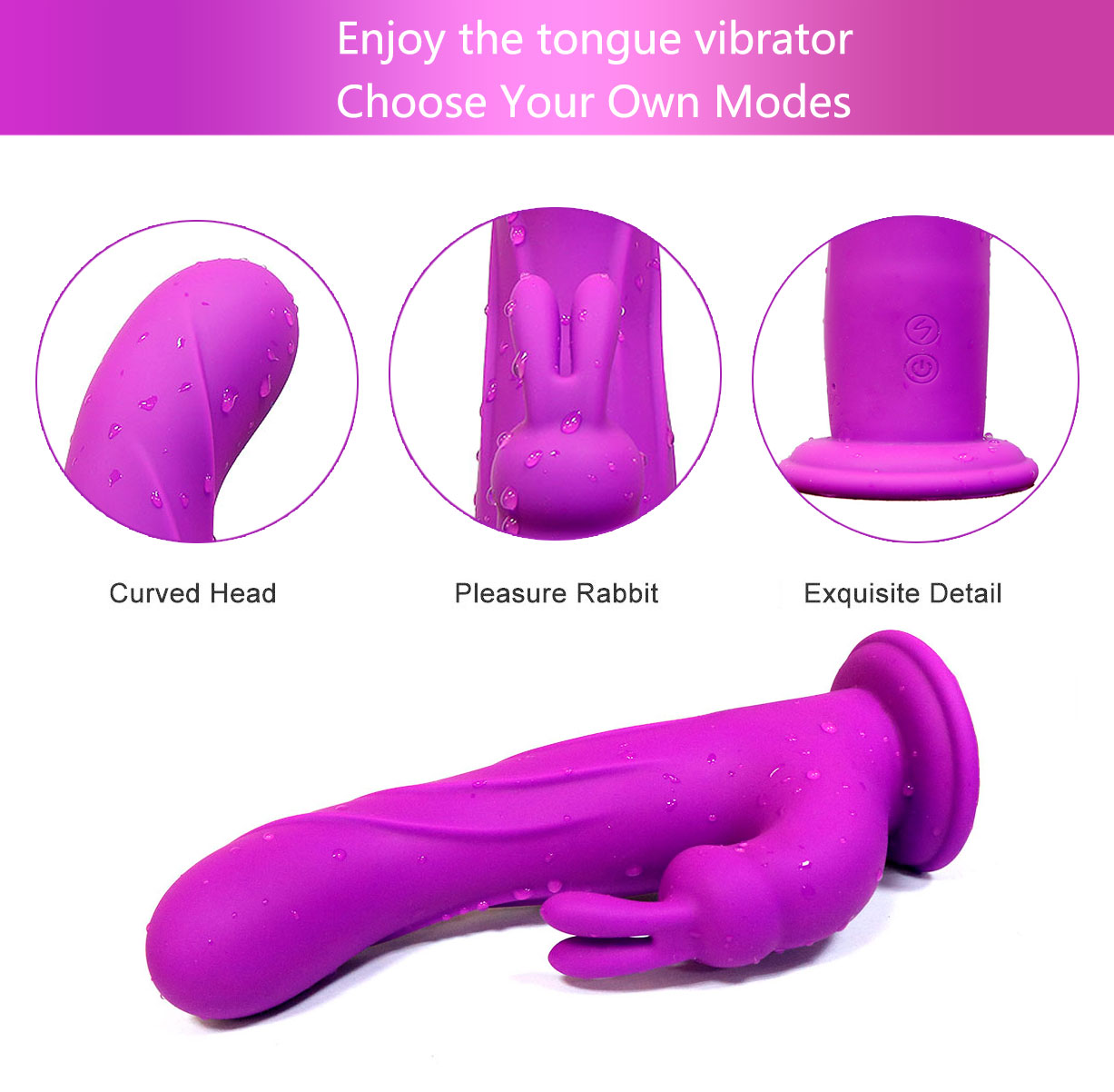 Naujas triušio masturbacijos vibratorius G taško stimuliavimo skystas silikoninis masažinis dvigalvis vibratorius - 3