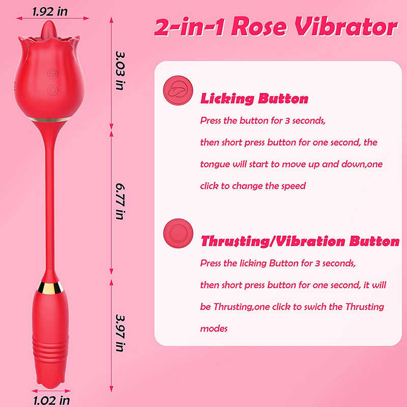 Rose Sucking Licking Tongue Vibrator With Thrusting Egg - 1 