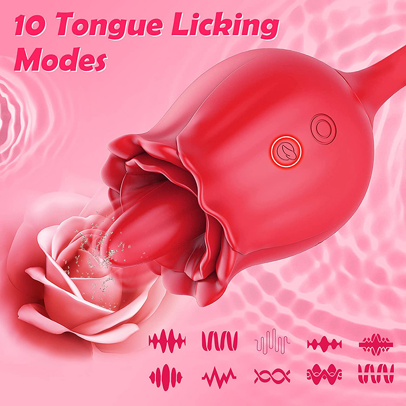 Rose Sucking Licking Tongue Vibrator With Thrusting Egg - 2 