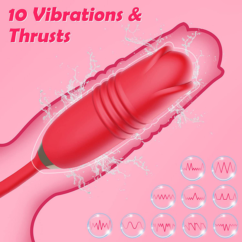 Rose Sucking Licking Tongue Vibrator with Thrusting Egg - 3 