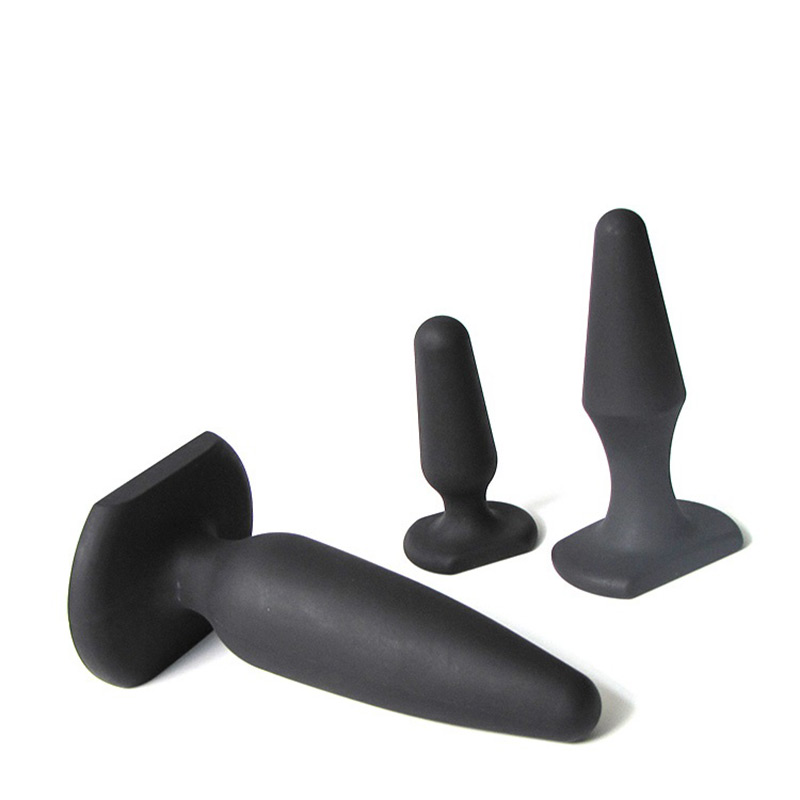 Black Silicon Butt Plug Kit L/m/s Size - 4