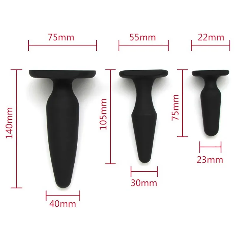 Qara Silikon Butt Plug Kit L/m/s Ölçüsü