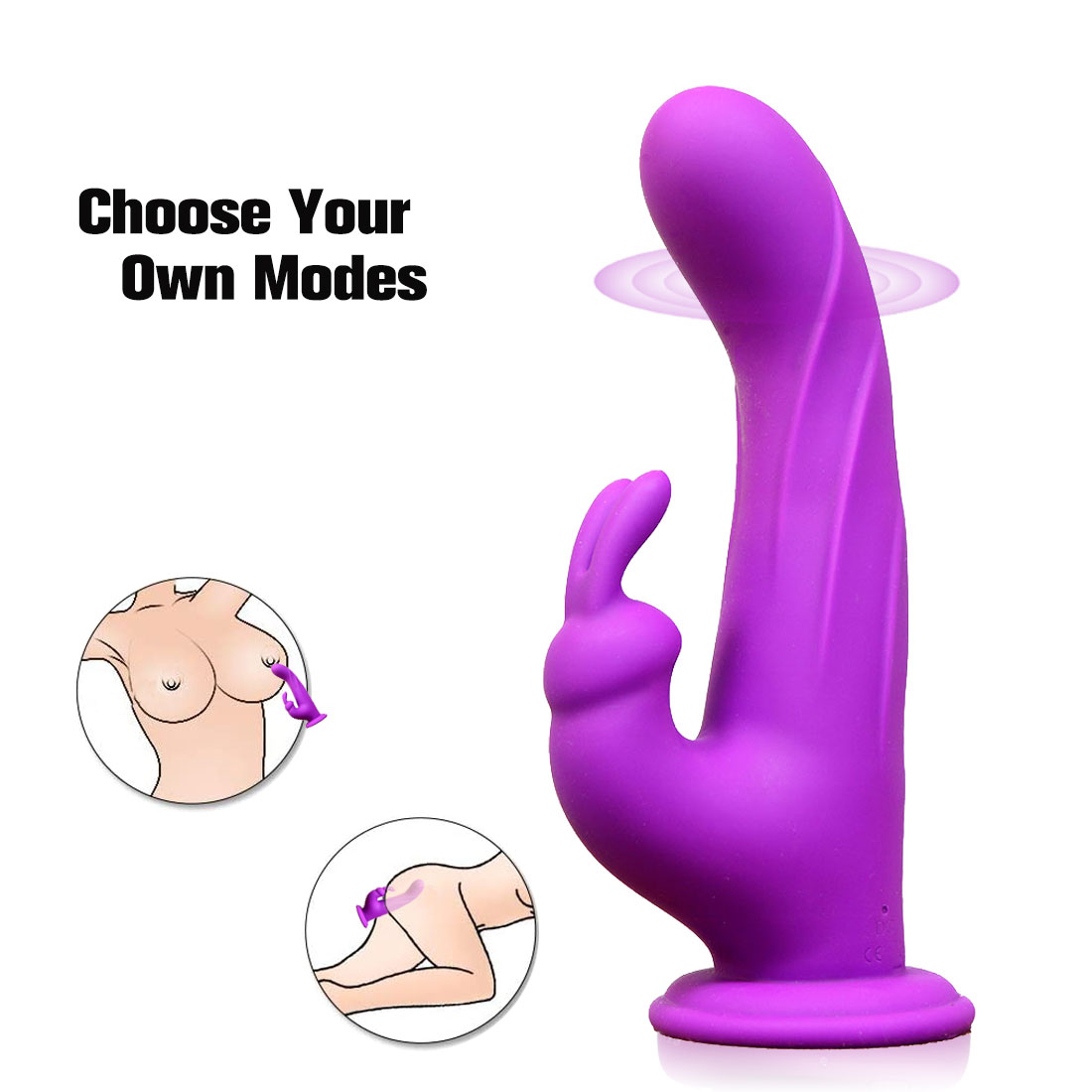 New Rabbit Masturbation Vibrator G-spot Stimulation Liquid Silicone Massage Double-head Vibrator