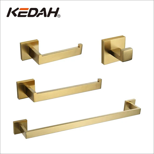 Steel 304 Brushed Gold 4 Piece Bathroom Accessories Set