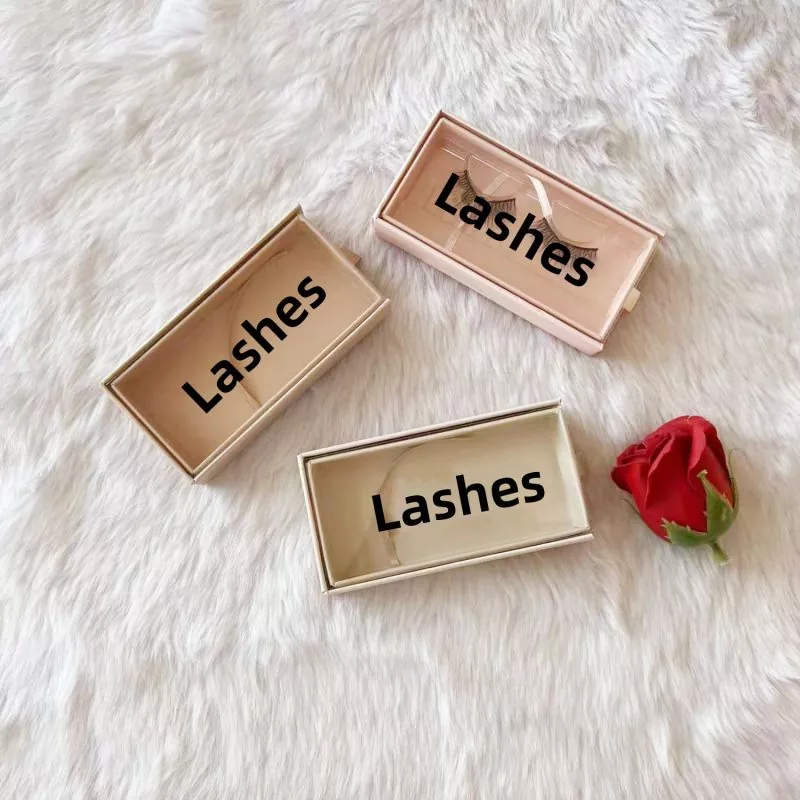 Brown Nude Customized Lash Box Packaging Cases,Private Label PVC Drawer Pull Out Eyelash Box Empty Paper Lash Boxes - 0 