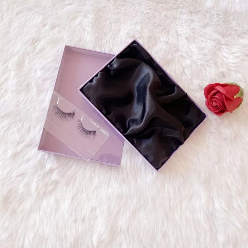 3 Pairs Transparent Pet Eyelashes Boxes With Black Silk Insert
