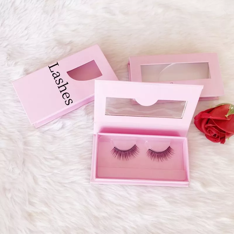 Baby Pink One Pair Of Lashes Box With Transprent PVC Window