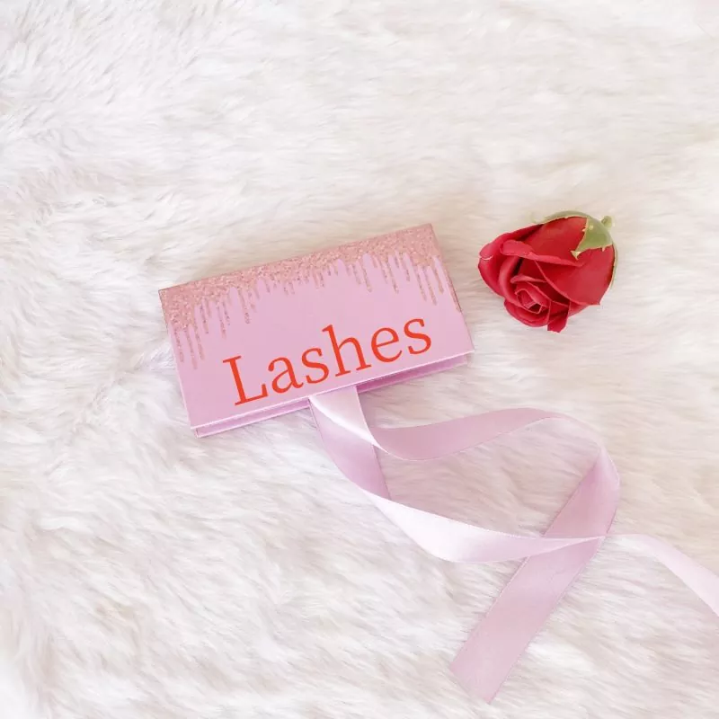 Custom 3D Mink Lashes Boxes Printed With Long Ribbon