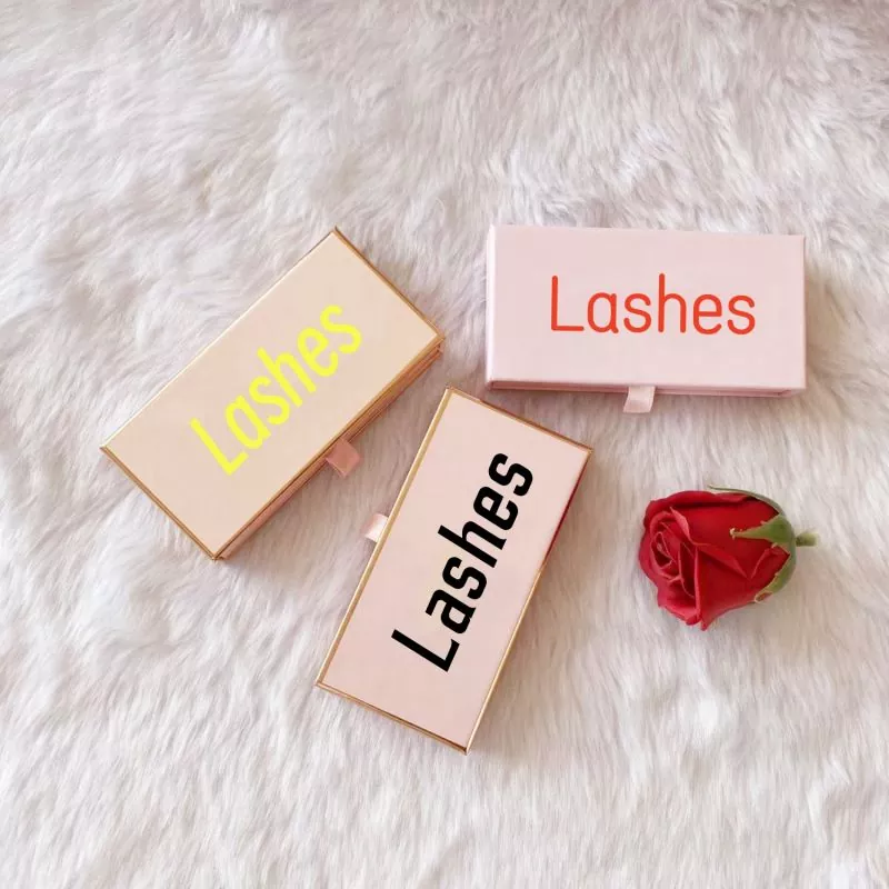 Light Pink Natural Faux Mink Eyelashes Box For Lashes Packaging