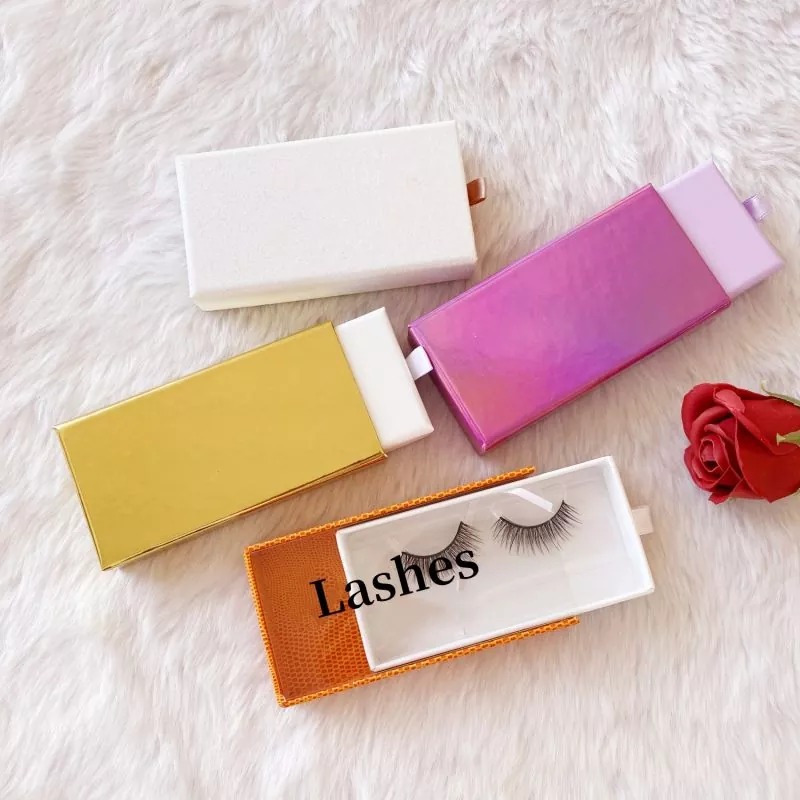 Side Drawer Special Paper Eyelash Box With Holographic Logo