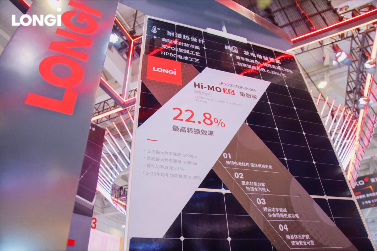 Longi introduceert HPBC fotovoltaïsche modules met een rendement van 22,8%