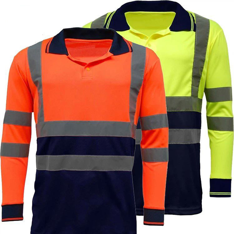 Jersey T-shirt with Collar Colored Reflective Safety T-shirt