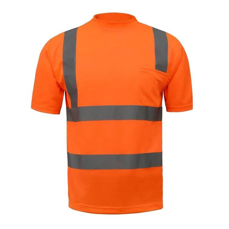 Reflective Stripe Safety Workwear T-Shirt with Pocket
