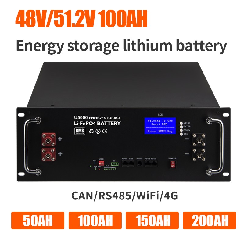 Bateri litium 48V 100AH ​​Pek 4G LIFEPO4 sel litium ion GPS bateri sistem storan tenaga suria dengan SMS