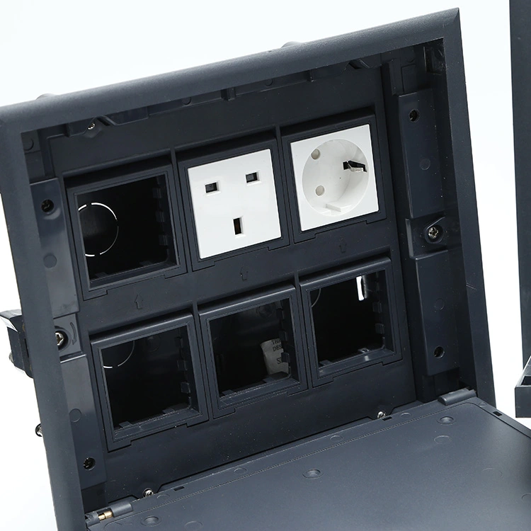 12 Module Capacity Socket Box Black Cover Plastic Floor Socket