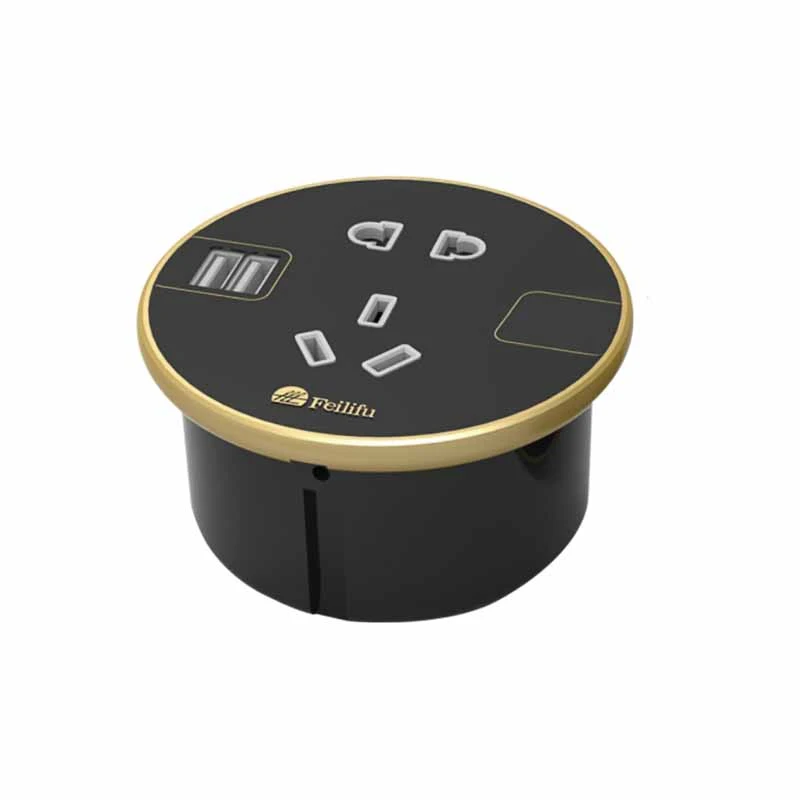 Embedded Round Desktop Power Grommet with 2Usb Charger Port