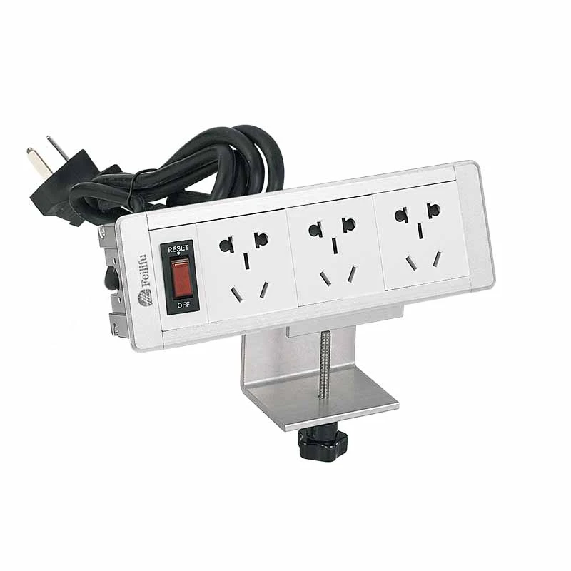 Removable Clamp Mount Table Power Strip Socket with Bracket