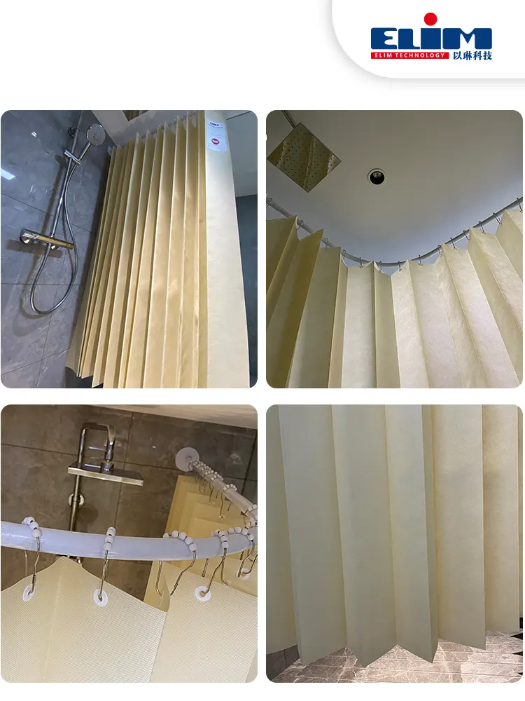 Waterproof Polypropylene White Fabric Shower Curtain