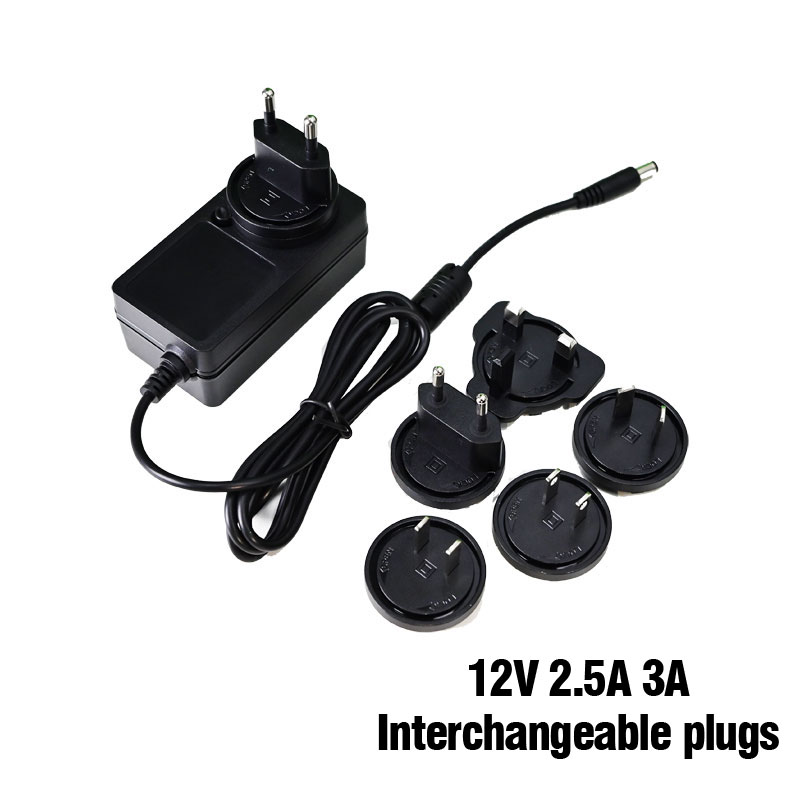 12V2.5A3A Interchangeable Head 30W36W Detachable Plug Power Adapter