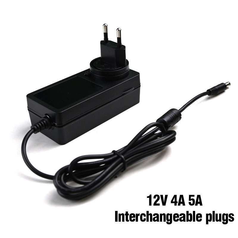 12V4A5A Interchangeable 48W 60W Detachable Plug Power Adapter
