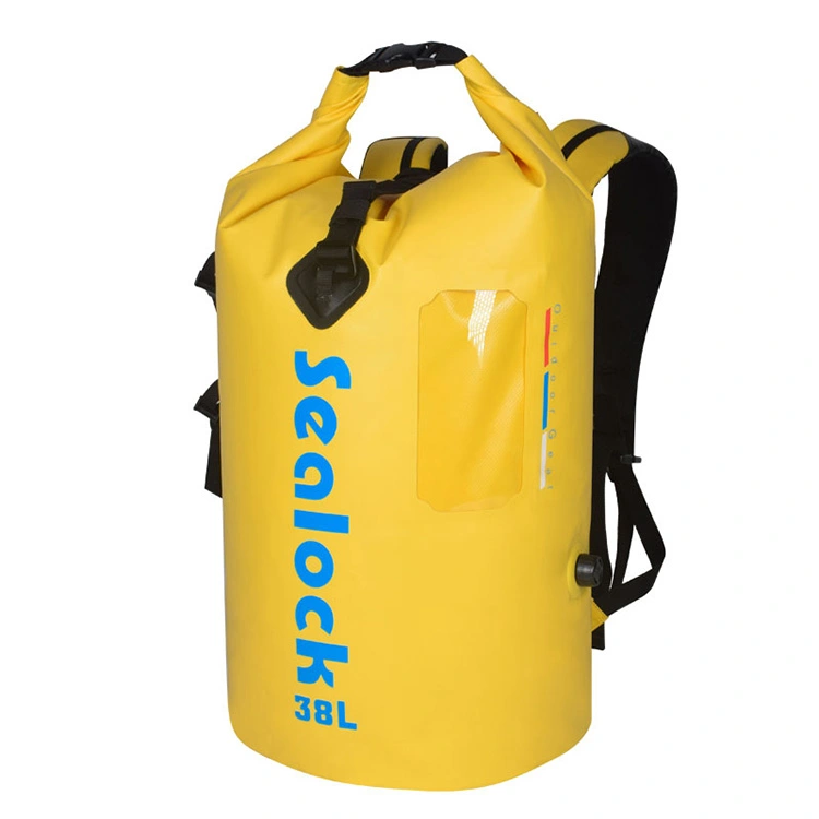 Nowy wodoodporny plecak na wędrówki 38 litrów z żółtym okienkiem