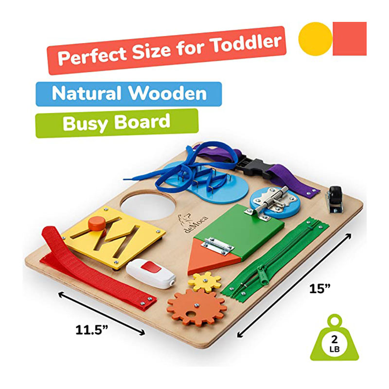 Montessori Busy Board kisgyermekeknek, fából készült szenzoros játék