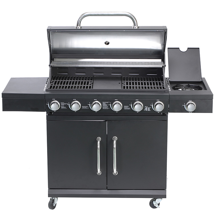 6 Burner Stainless Steel Gas Grill with Side Burner