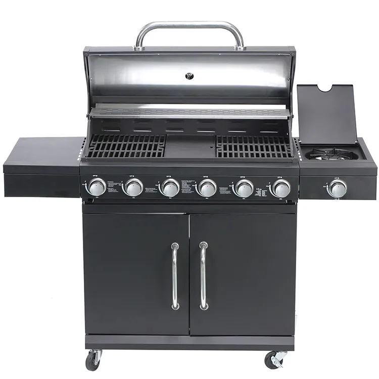 6 Burner Stainless Steel Gas Grill na may Side Burner