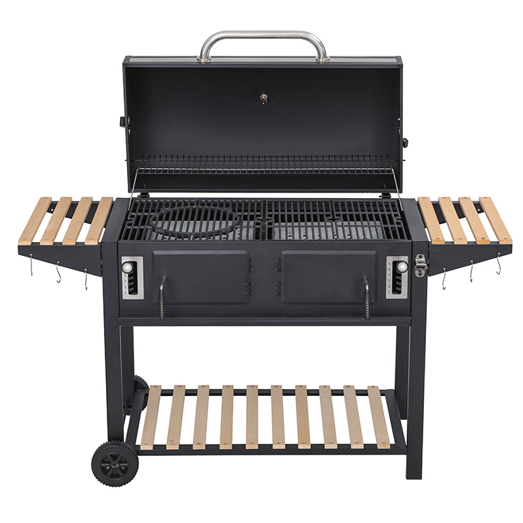BBQ Grill Charcoal with Wood Side Table