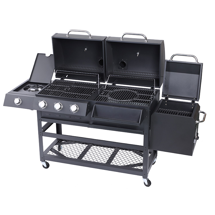 Outdoor Garden Large Gas Charcoal Grill with Smoker