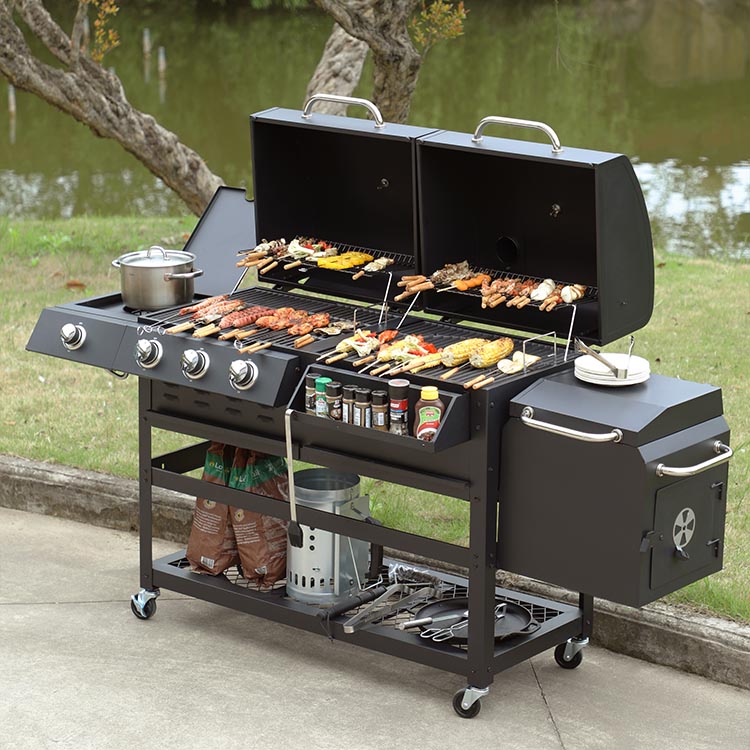 Outdoor Garden Large Gas Charcoal Grill with Smoker