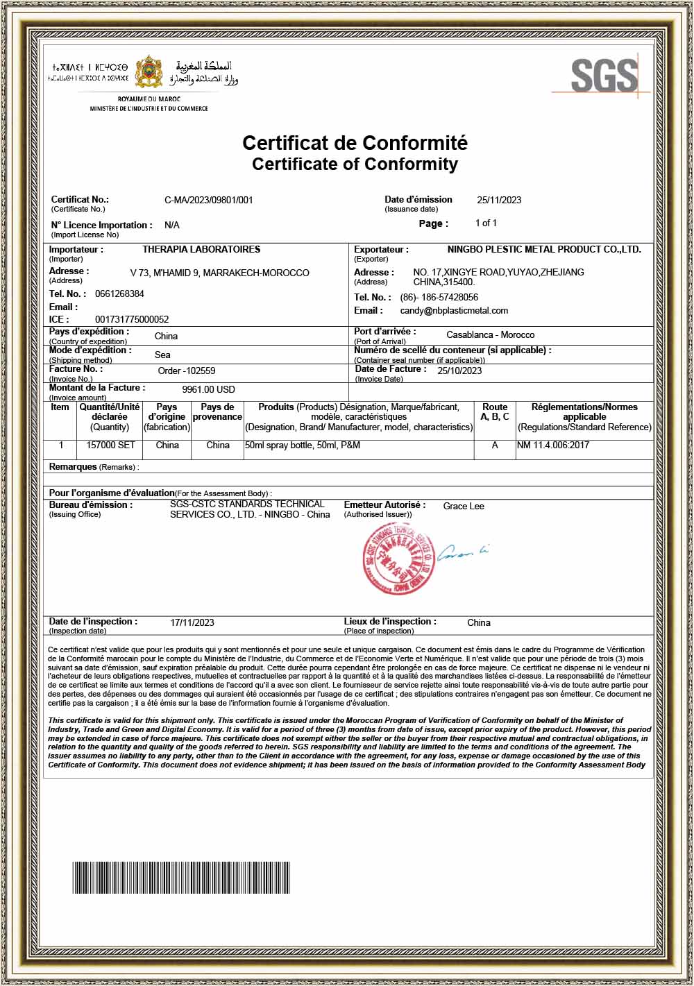 MA-2023-09801 (SGS-COC certificate)