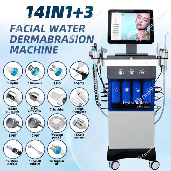Máquina de exfoliación con chorro de oxígeno y agua para limpieza facial Hydra 14 en 1