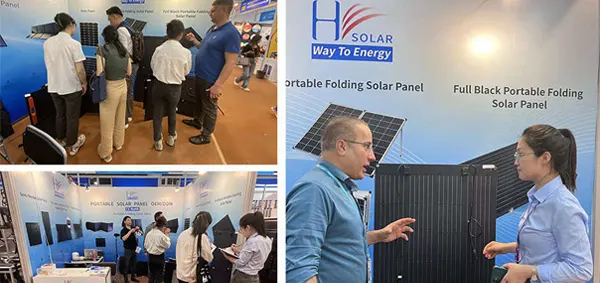 OEM e ODM da China! Painéis solares dobráveis ​​portáteis de Hongwei brilham na Feira de Cantão